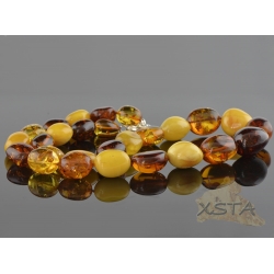 Amber necklace with olive plums beads